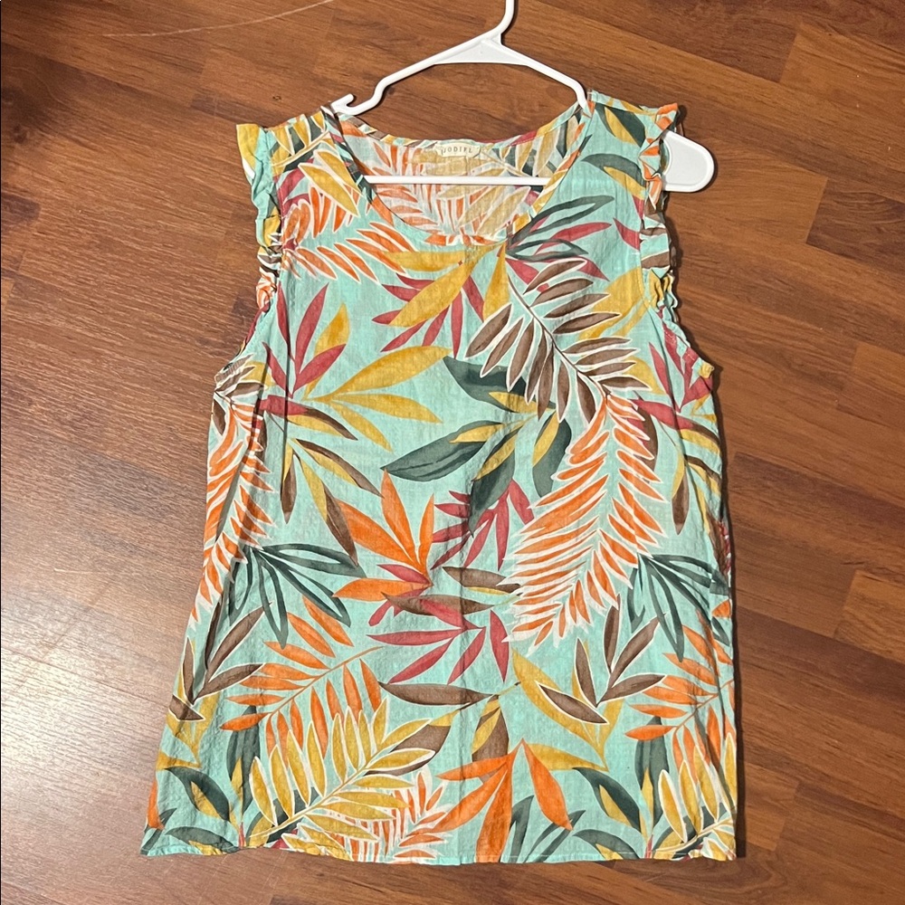 JODIFL Multicolor Leaf Pattern Top